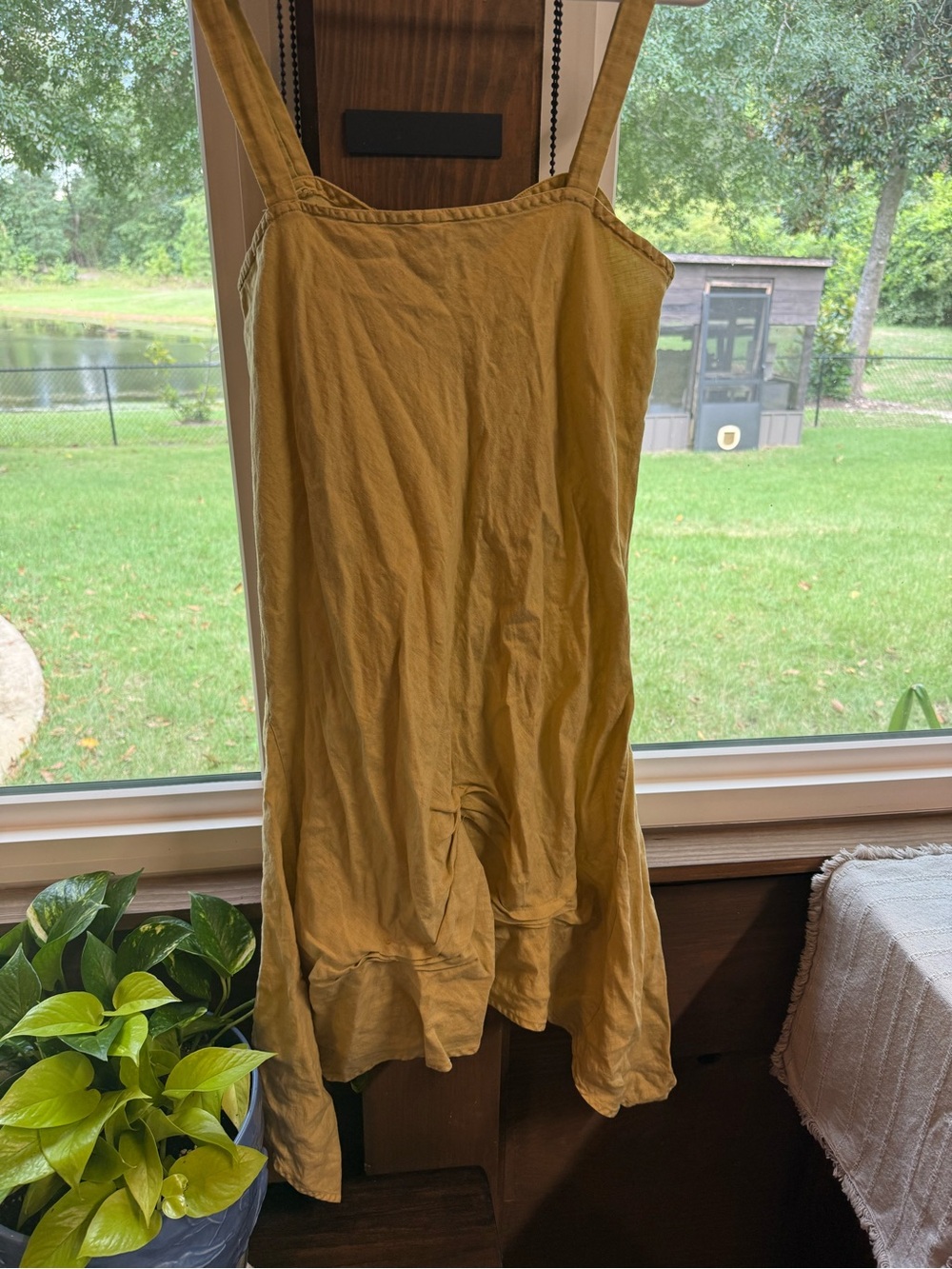 Homefrocks 100% linen mustard yellow dress size medium - Picture 4 of 5
